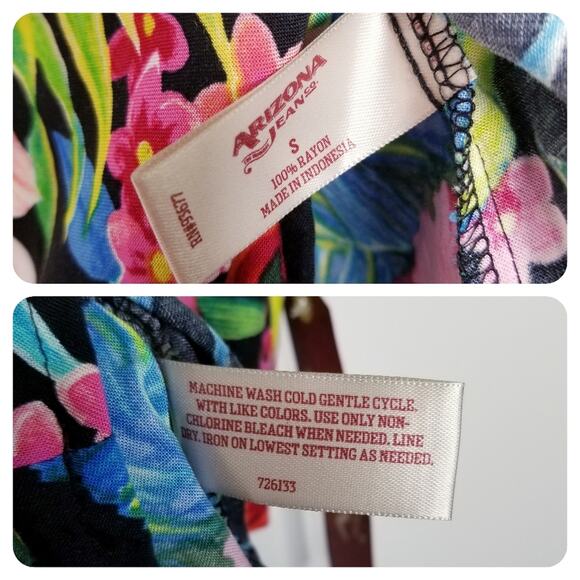 Arizona Jeans Company Tropical Floral Romper Black Size Small New With Tag - Picture 4 of 8